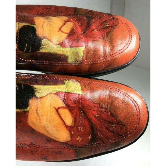 ITALIAN Multicolor Leather 'Woman in a Red Dress' Flat Loafer Shoes - Size 8 M - Picture 11 of 12